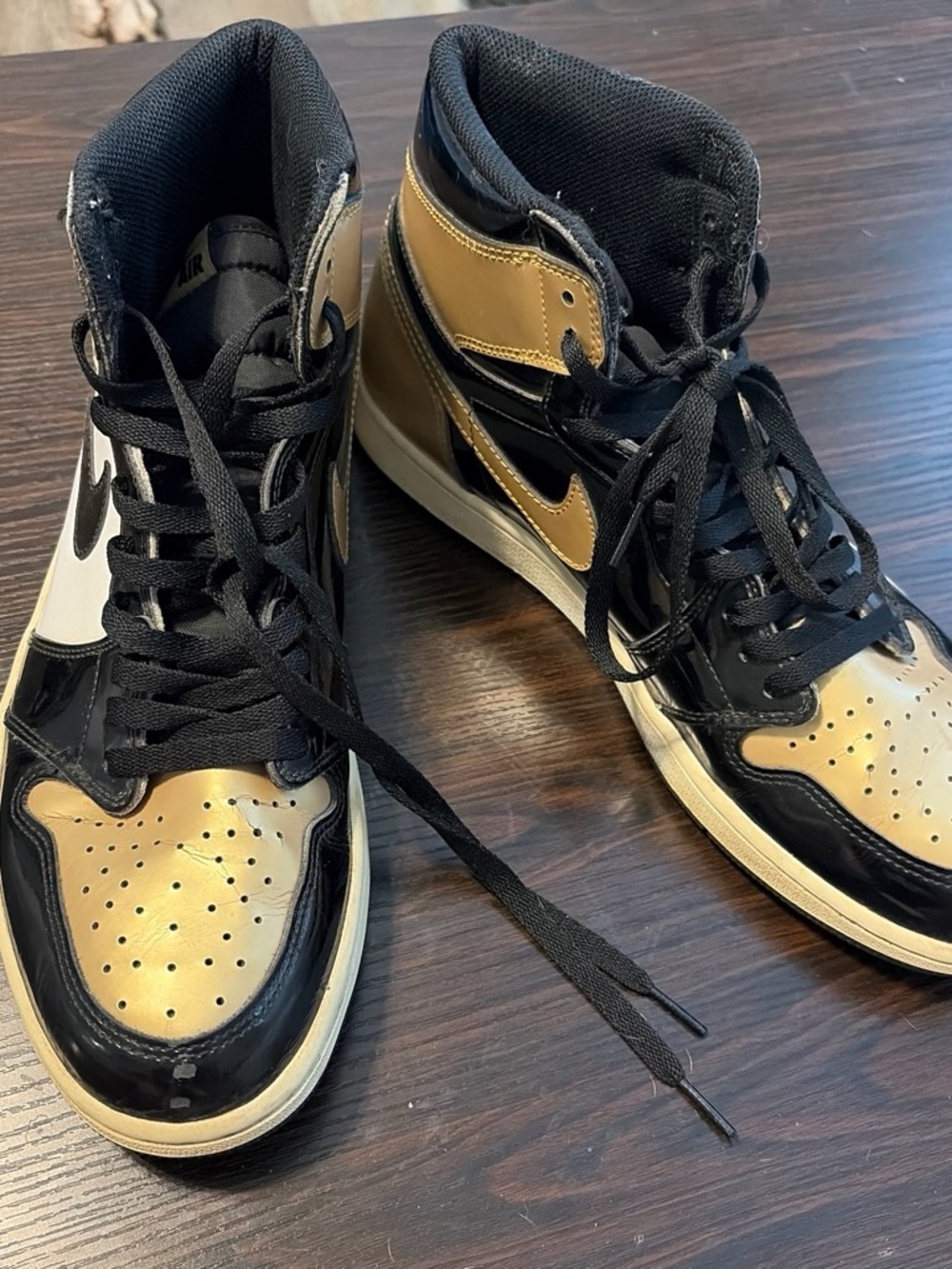 Nike Air Jordan 1 High Top Black/Gold Men's Sneakers